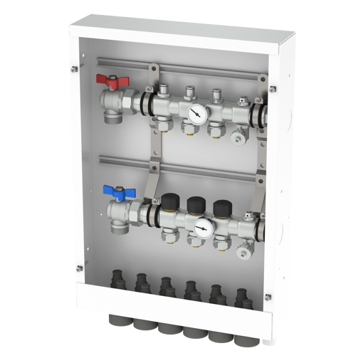 Prefab UFH manifold in cabinet