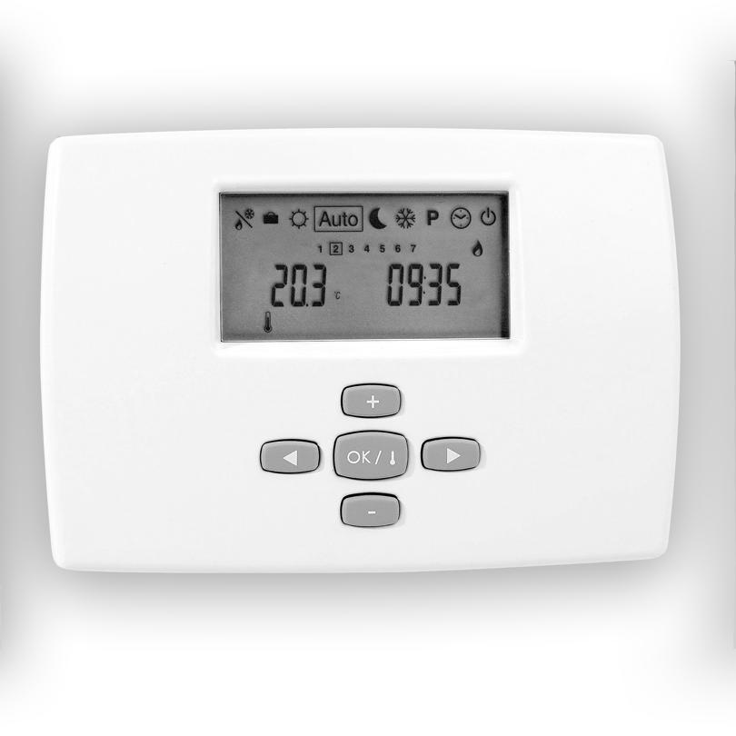 Thermostat d'ambiance avec horloge RF - Commandes câbles et sans fil